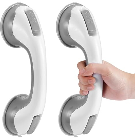 KVANT Grab Bars for Shower, 12 Inch Shower Handle for Seniors, 2 Pack Gray