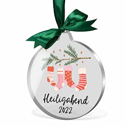 Personalisierter Weihnachtsanhänger aus Acryl Glas - Weihnachtskugel mit Namen & Wunschtext gestalten - ab 6x6 cm - Christbaumanhänger klar bunt