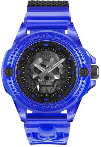 Philipp Plein Herren Armbanduhr High-Conic The Skull Synthetic mit Silikonarmband, 5 Bar, 44 mm, PWWAA0323