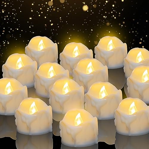 daphomeu LED Kerzen, 14 Set flackender LED Teelichter ideal für Halloween, Weihnachten, Herbst und Winter, Hochzeit - Durchmesser 3,6 cm x Höhe 3,2 cm