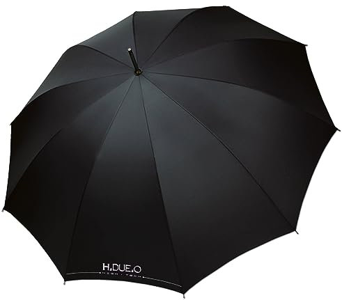 H.DUE.O HIGH-TECH Großer Regenschirm XXL Kuppel 122 cm. Automatischer winddichter Herrenschirm Erweiterte Technologie Verstärkter Schaft Langlebige Materialien [FALCON], Schwarz , XXL