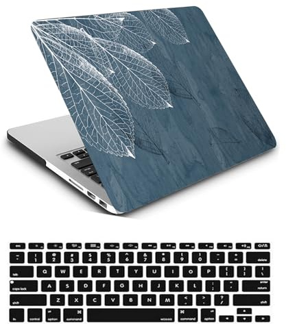 Case Compatible with Macbook Pro 14 inch 2021 2023 Release A2442 A2779 M1 M2 with Touch ID and Liquid Retina Display, Plastic Laptop Hard Shell Protective Case & Keyboard Cover Skin - White Leaves