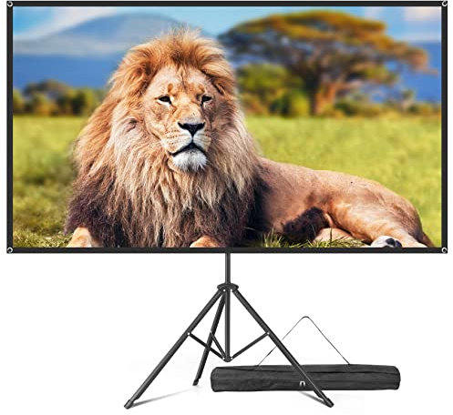 VISULAPEX 2025 Upgraded Fiberglass Projector Screen with Tripod - 80” 4K HD Quick Installation Projection Screen, Portable, 16:9 Foldable Wrinkle-Free - Perfect for Home Cinema, Studios, Yards, Travel