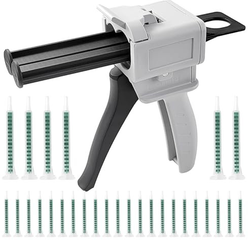 Set di Pistola per Colla, AB Pistola Erogatrice 1:1, Pistole per Silicone per DIY, con 50 Tubi di Miscelazione F08, Pistola per Colla per Decorazione Regalo, 50 ML Pistola per Colle Bicomponente