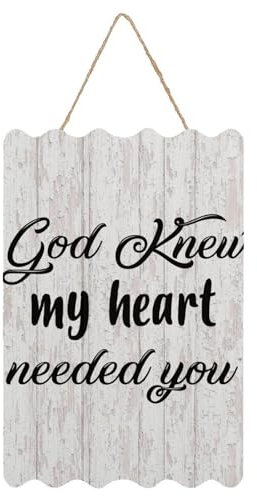 Willkommensschild God Knew My Heart Needed You, Holzschild mit Zitat, 20,3 x 30,5 cm, rustikale Holzschilder für Schule, Kindergarten, Klassenzimmer, Haustür, Veranda, Tor, Heimdekoration, Wandkunst