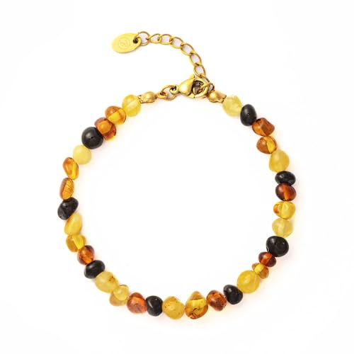 BERGERLIN Naturstein Perlenarmband Damen Herren, Silber/Gold | Naturstein Armband Damen & Herren: Armband Gold/Silber mit echten Heilsteinen – vom deutschen Prüflabor bestätigt.