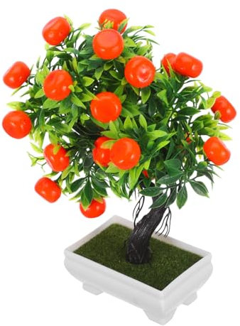 ORFOFE Künstlicher Bonsai Orangenbaum Simulation Kunststoff Lebensecht Dekoration Für Innenräume Desktop Schmuck Ohne Pflege
