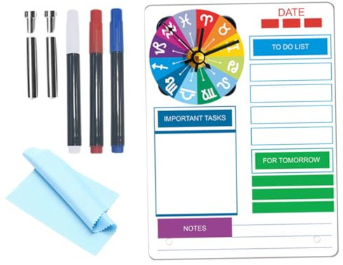 ORFOFE 1satz Klarer Acryl-notizboard Mit Uhr Abwischbares Memo-board Ohne Batterie Für To-do-listen Und Erinnerungen Stilvolles Schreibtisch-accessoire Für Effizientes Zeitmanagement