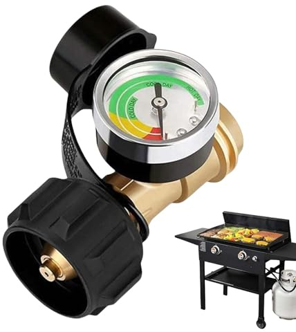 Propane Pressure Gauge, Propane Pressure Gauge, LPG Tank Pressure Gauge with Clear Adjustable Leak Detector, Propane Pressure Gauge Made of Solid Brass for Cylinders, Motorhomes, Propane Heating,