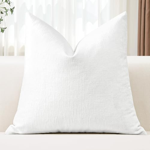 JOTOM Chenille-Kissenbezüge, 50 x 50 cm, weich, weiß, dekorative Wurfkissenbezüge, quadratisch, für Couch, Sofa, Wohnzimmer, Bett, Heimdekoration (weiß)