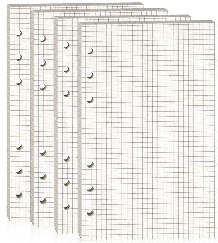 A6 Ringbuch Nachfüllpapier Kariert,2er Set 180 Blatt (6-fach Gelocht) für Nachfüllbare Notizbücher | DIN A6 Trennblütter & Kalendereinlagen | Augenschonend, Hochwertiges 100g Papier