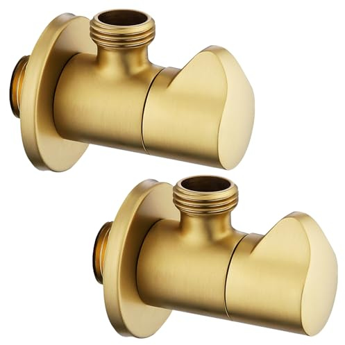 2 Piezas Válvula de Esquina, Alta Temperatura y Resistencia a Alta Presión, Interruptor de Seguridad para Agua Doméstica, Adecuada para Accesorios de Cocina, Accesorios de Baño (Dorado)