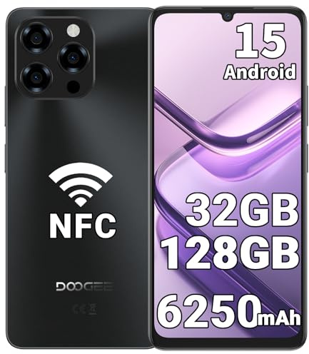 DOOGEE NOTE 58 Mobile Phone Unlocked, Sleek&Refined Design, 32GB+128GB, 6.75 90Hz IPS, Octa Core Android 15 4G Smartphone, 16MP+8MP Camera, 6250mAh Battery, Dual SIM, Widevine L1, GPS NFC Black