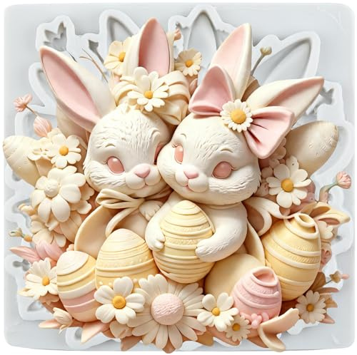 MINFEIDMS Easter Bunny Silicone Moulds Rabbit Chocolate Fondant Mould | Cake Decoration Cupcake Topper Candy Sugar Craft Gum Paste Polymer Clay