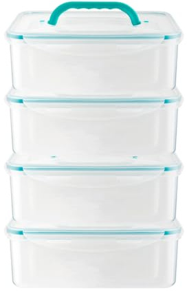 HOMESHOPA Plastic Food Storage Containers with Carrying Handle, 4 Pack 4.5Litres Airtight Reusable Large Lunch Boxes, Clip Lock Lids, Leakproof, BPA Free, Dishwasher, Freezer, Microwave Safe