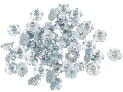 PATIKIL Écrous T M3, 50 Pcs Acier Zingué Écrous Aveugles À 4 Griffes Longueur 6 Mm Insert Fileté Quatre Mâchoires Écrous T Quincaillerie Pour Meubles En Bois Menuiserie Prises D'Escalade