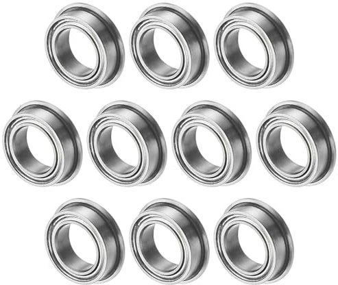 M METERXITY 10-Pack MF85ZZ Flanged Ball Bearing, 5 x 8 x 2.5mm Double Metal Shielded Chrome Steel (GCr15) Flange Rip Bearings for Wheelbarrow/Printer/Fax Machines/Power Tools