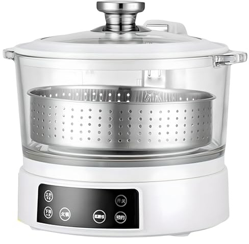 Cuiseur De Riz à Faible Teneur à Faible Sucre, Cuisinière De Riz D'élimination Du Sucre Intelligent Avec Panneau Tactile Numérique + Panier à Vapeur, Pour Le Riz Et Les Grains à Faible Teneur white