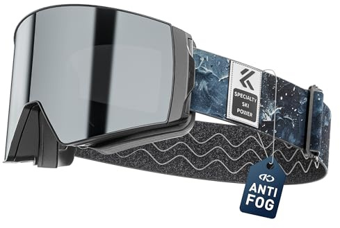 KAPVOE Maschera Sci UV400 Antinebbia Lenti Magnetiche. Unisex per Uomo Donna Giovani. Compatibile con Casco. Ideal per Sci Snowboard e Pattinaggio su Ghiaccio con Lenti Intercambiabili