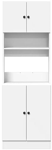 Köksbuffé, bufféskåp, vitrinskåp, köksskåp: skåp kök med 2 bänkskivor och 2 lådor, pantrykök, vit, 60 x 50 x 180 cm, trämaterial, stort förvaringsutrymme, kök, vardagsrum, matsal