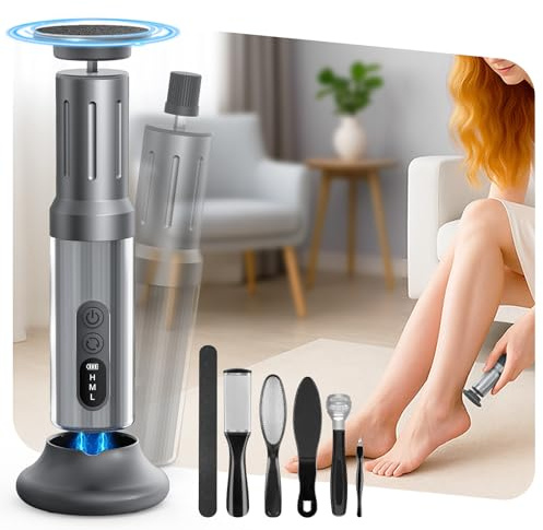 2 in 1 Pedicure Elettrico Professionale Piedi, Rimuovi Calli Piedi Elettrico con Display a LED, con Set Pedicure da 8 Pezzi, Potente Lima Elettrica per Piedi a 6 Velocità, Adatto per Uso Domestico