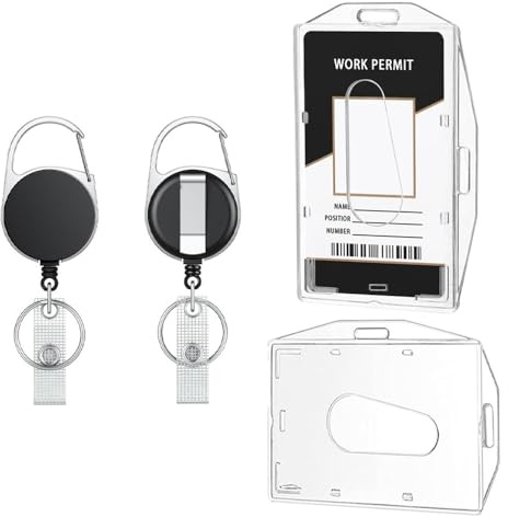 2 Stück Kartenhalter aus Polycarbonat, transparent, Ausweishalter, vertikal und horizontal, mit 2 Ausweishalter für Visitenkarten, Kreditkarten, Namensschilder und Ausweise