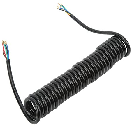 Cocoarm Câble d'extension de Remorque, Câble d'alimentation enroulé Flexible de 12,8 Pieds avec 7 Fils de Couleur pour les Remorques, les VR et les Installations Solaires