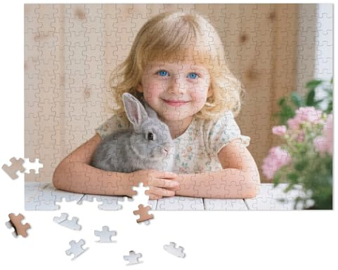 Custom Jigsaw Puzzle from Photo 300/500/1000 Pieces, Personalised Jigsaw Puzzle for Adults, Customised Wooden Puzzles for Couple Family Friend Wedding Birthday, Valentines Gifts for Him Her