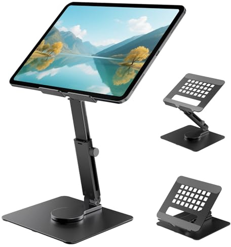 iPad Ständer, iPad Pro Tablet Stand 360° Drehbarem Höhenverstellbar | Aluminium Faltbarer Halterung Schreibtischhalter Ständer für Tablets iPad Pro 13/11, Tablet Stands 4.7–16.5 Geräte - Grau