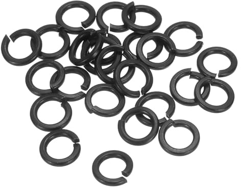 QUARKZMAN Arandela Seguridad Partida, M4 Arandela Resorte Acero Inoxidable 304 25pcs, Negro