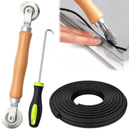 3 Pezzi Zanzariera Finestra Ricambio Strumento,Strumento per la Sostituzione di Porte E Finestre con Tubo in Gomma da 10M x 5mm per la Sostituzione e l'installazione di Zanzariere su Porte e Finestre