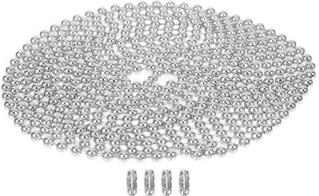 Stainless Steel Bead Chain 2 Sets 36 Inch 3mm Silver | Tag Chain with 4 Connectors, Sturdy Rust Resistant Ball Link, for Bracelet and Key Ring DIY