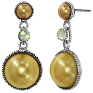 Konplott: pendelnde Ohrstecker Bubble Cascade medium, moderne und modische Cream-Pearl-Ohrstecker mit Kristallstein, für Damen/Frauen