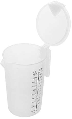 LAPYAPPE Jarra Medidora de Cocina de Plástico Transparente con Tapa y Asa, Capacidad 2l, Resistente para Uso Comercial en Tiendas de Bubble Tea