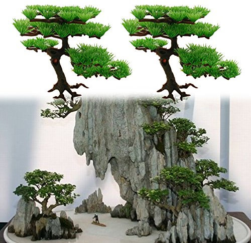 Demiawaking Künstliche Pflanzen Kunstpflanze Bonsai Baum Ornament Aquarium Rockery Deko