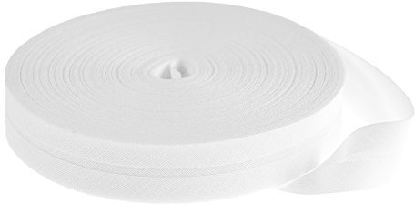 25m Baumwoll-Schrägband uni 20mm breit gefalzt Einfassband 50 Farben wählbar, Farbe:weiß