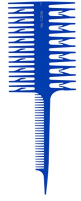 Haarfärbekamm für Damen, Doppelseitiger Highlight-Abteilungskamm für Färben und Styling in Blau - Perfekt für Salon und Zuhause