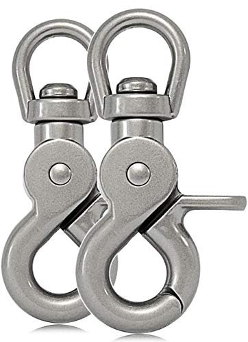 2X Mosquetón de Tijera con articulación giratoria, Acero aleado,61mm de Longitud