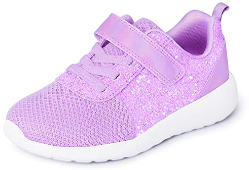 Mädchen Schuhe Kinder Turnschuhe Glitzer Sportschuhe Hallenschuhe Sneakers Klettverschluss Tennisschuhe Straßenlaufschuhe Basketballschuhe Runningschuhe Outdoor Fitnessschuhe Lila EU35