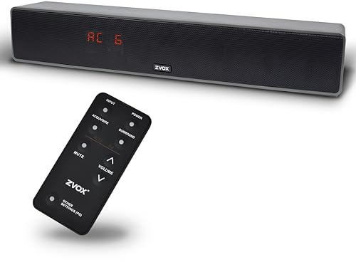 ZVOX Dialogue Clarifying Sound Bar With Patented Hearing Technology - AccuVoice TV Soundbar AV157 Titanium - Twelve Levels of Voice Boost - Home Theater Audio Speakers