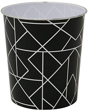 JVL Linear Black Waste Paper Bin, 27 x 25cm approx, Polypropylene, Small