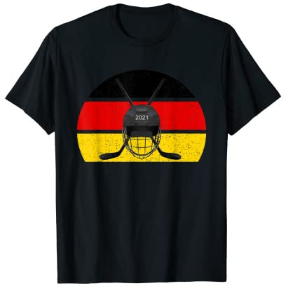 Deutschland Eishockey 2021 Torwart Helm Eishockey Schläger T-Shirt