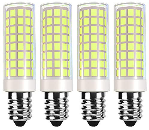 VOKWAK E14 LED Bulb E14 European Base Bulb E14 Cooker Hood Bulb E14 Chandelier Light Bulb 120V Replace Salt lamp,home lighting, kitchens lighting 8W(80W Halogen Equivalent)4-Pack(Daylight White 6000K)