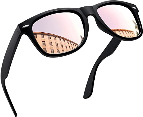 Joopin Fashion Square Solglasögon Herr Polariserade Retro Rektangulära Solglasögon UV400 Dam Spegel Stor Polarized Sunglasses for Men and Women för Utomhus Vandring Fiske Golf rosa spegellinser