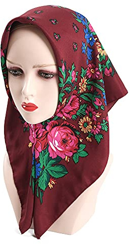guaizhou Russischer quadratischer Schal, ukrainischer Kopftuch, Schal, muslimische Hijab-Wickel, Turban, Tuch