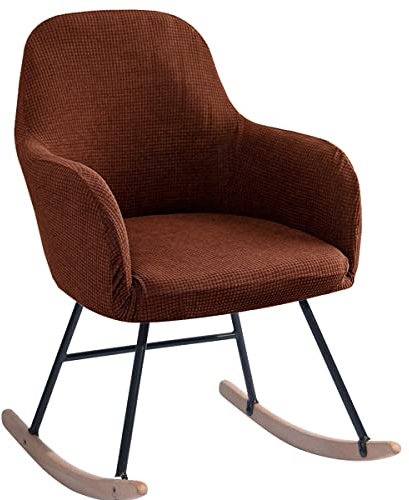 XGANGM Fundas para Sillón Balancín con Brazos Respaldo Alto Estilo Nórdico Mecedora Cubiertas para Sillas Elasticas Terciopelo Fundas Balancin Sillón de Relax Moderna Relax,Brown 2,4PCS