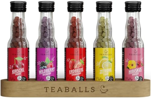 TEABALLS 5er Set Big Fruit - Kirsche, Wildberry, Erdbeere, Zitrone - vegan | BIG FRUIT SET: Kirsche, Wildberry, Erdbeere, Zitrone & Hibiskus - fünf lebhafte beutellose Früchtetees.