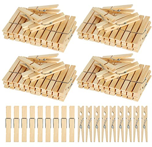 JMIATRY 200 Pcs Wooden Pegs, 7.2cm Wooden Craft Peg for Photos, Wooden Clothes Pegs For Washing Line or Hanging Photos, Arts and Craft