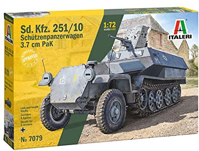 Italeri -7079 SD.Kfz. 251/10 3,7 cm PaK, Maßstab 1:72, Modellbausatz, Kunststoffmodell zur Montage, Modellbau, IT7079