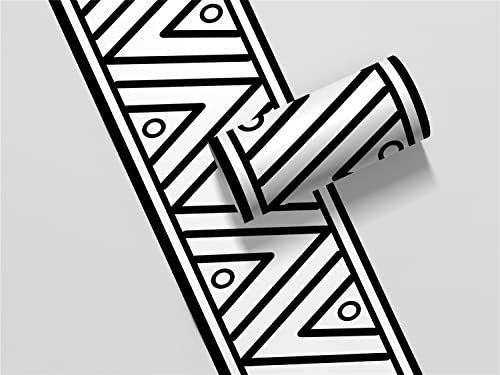 VisitRyl Bordo di carta da parati in bianco e nero 1 decorazione da parete rimovibile con bordo adesivo adesivo da parete in PVC impermeabile battiscopa autoadesivo, 10 x 500 cm